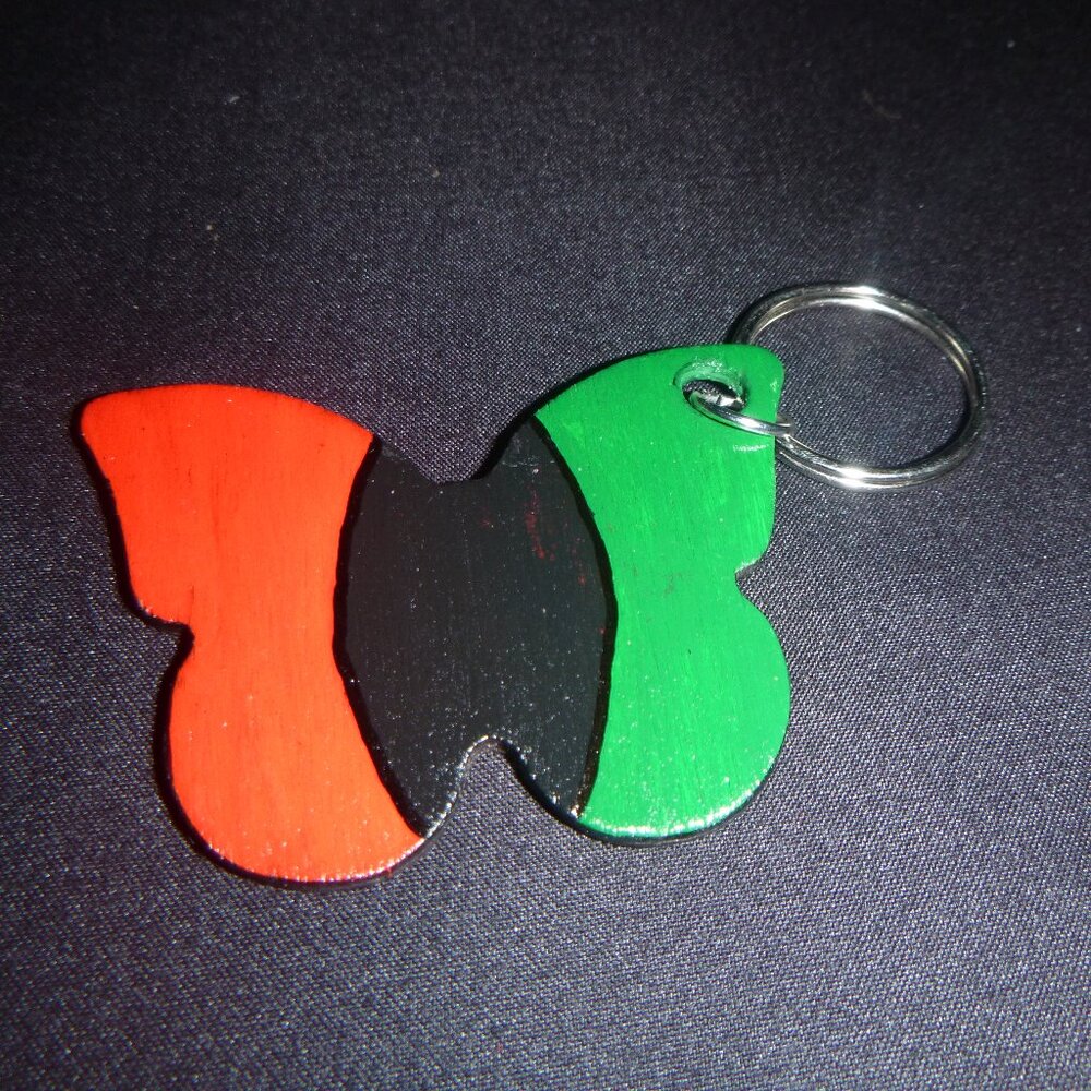 Handcrafted Red, Black & Green Butterfly Keychain